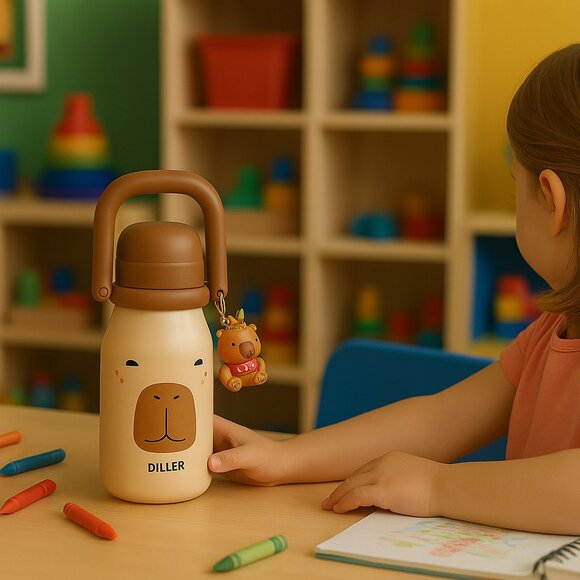 Diller Capybara Thermal Flask Water Bottle Kids School Christmas Gift - Picture 2 of 11